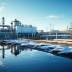 Industrial water treatment plant with water.